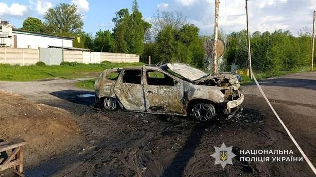 russian forces struck a police car in Putyvl. Sumy oblast, 12 May 2026. Photo: National Police