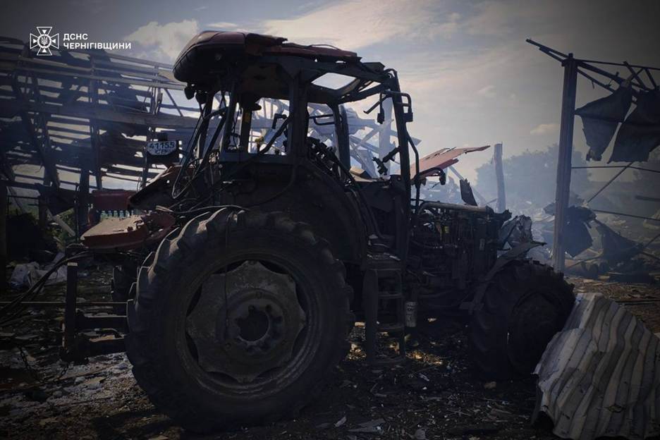 Aftermath of a russian attack on a farming enterprise on 27 May 2026. Photo: State Emergency Service in Chernihiv oblast