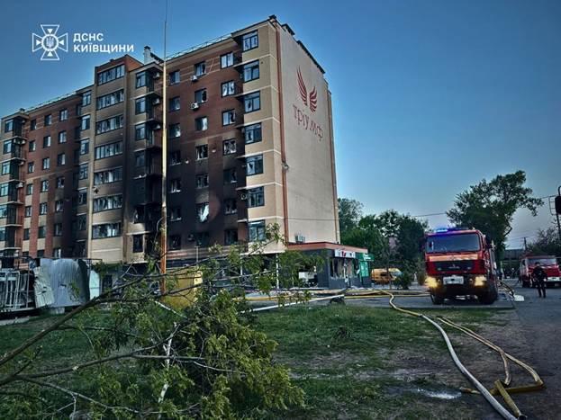Aftermath of the russian large-scale attack on Kyiv oblast, 14 May 2026. Photo: Kyiv Regional State Emergency Service