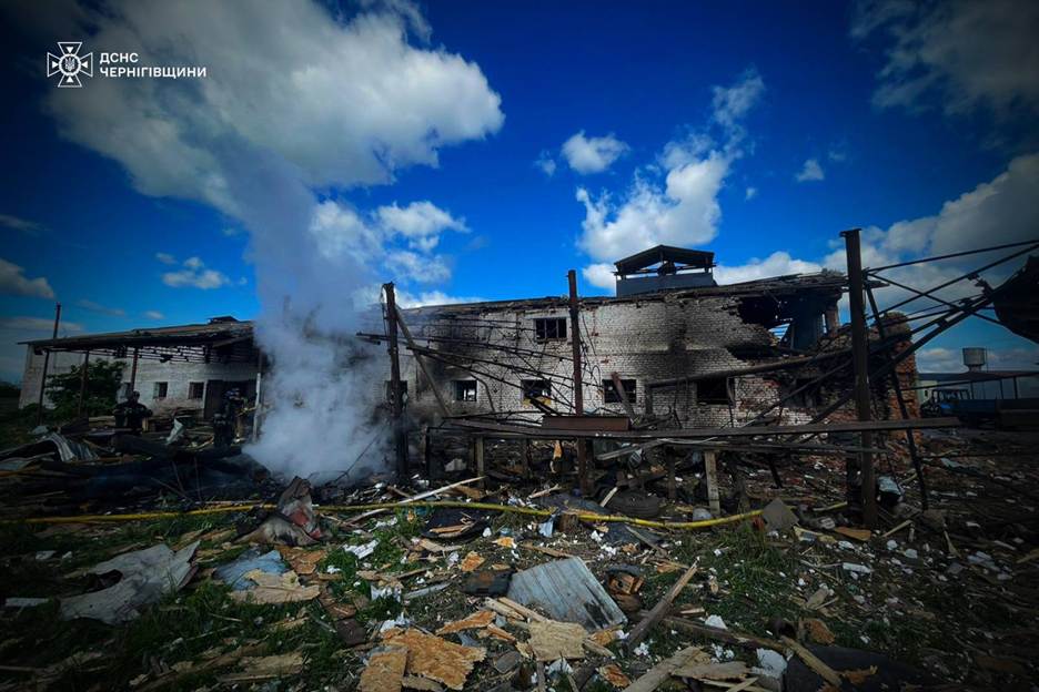 Aftermath of a russian attack on a farming enterprise on 27 May 2026. Photo: State Emergency Service in Chernihiv oblast