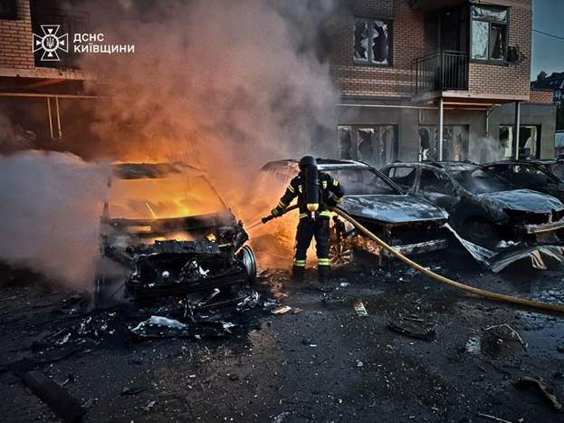 Aftermath of the russian large-scale attack on Kyiv oblast, 14 May 2026. Photo: Kyiv Regional State Emergency Service