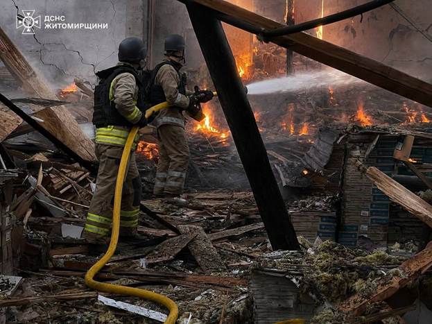 The aftermath of the Russian attack on the Zhytomyr region on May 13, 2026. Photo: State Emergency Service of Ukraine.