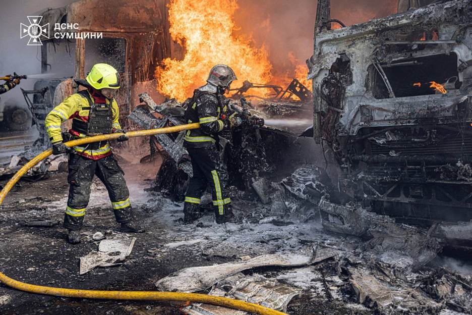 Aftermath of a russian attack in Sumy oblast being cleared, 17 June 2026. Photo: The State Emergency Service of Sumy oblast