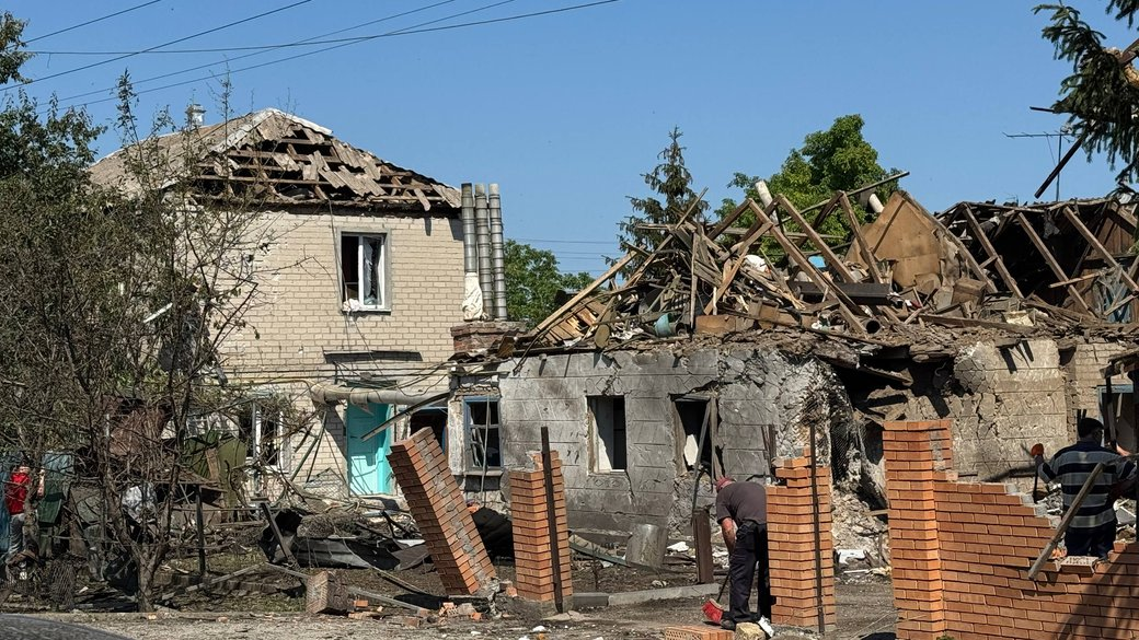 Damaged houses after a russian drone attack on Vilniansk in the Zaporizhzhia region in the evening of June 9, 2026. Photo from social media