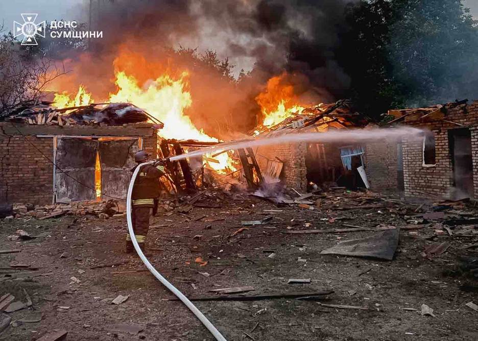 The aftermath of a russian strike in Putyvl, 14 May 2026. Photo: The State Emergency Service of Sumy oblast