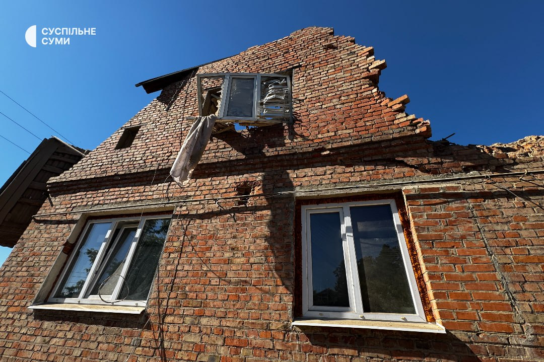 A building in Sumy that was struck on 21 June. Photo: open sources